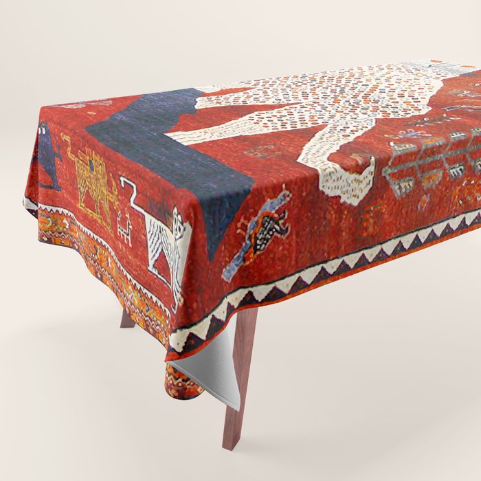 Q'ashqai Snow Leopard Persian Animal Rug Print Tablecloth Gallery Image 1