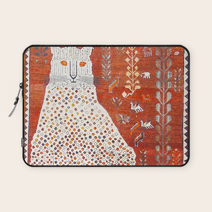 Q'ashqai Snow Leopard Persian Animal Rug Print Laptop Sleeve Gallery Image 1