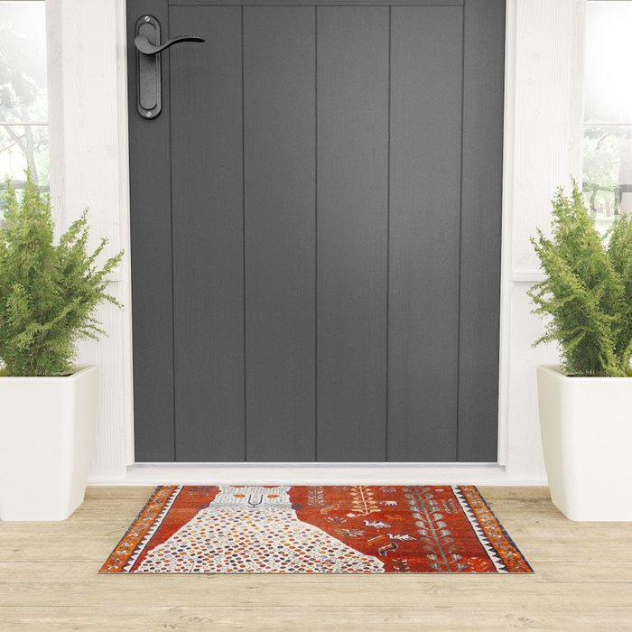 Q'ashqai Snow Leopard Persian Animal Rug Print Welcome Mat Gallery Image 3