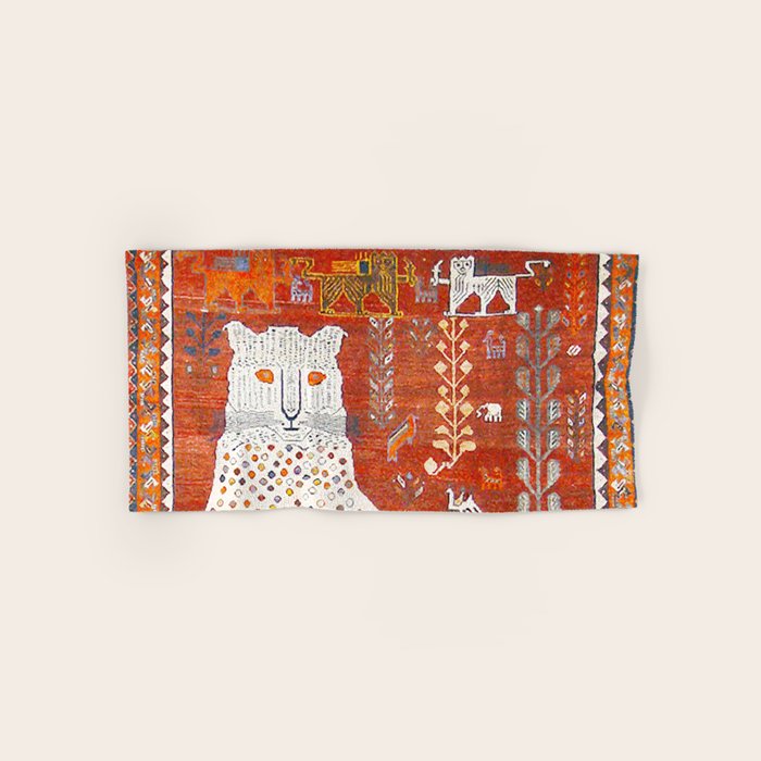 Q'ashqai Snow Leopard Persian Animal Rug Print Bath Towel Gallery Image 1