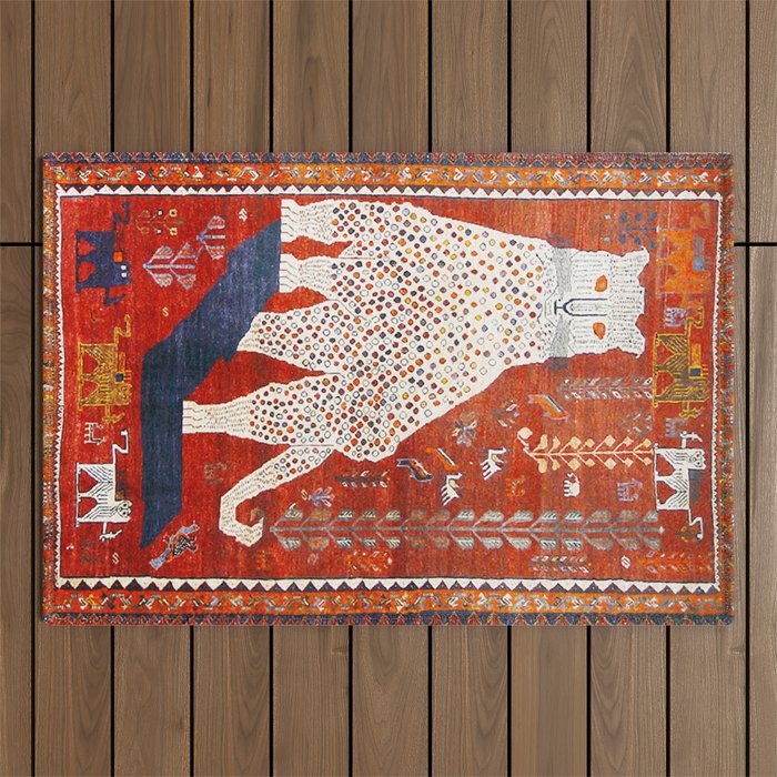 Q'ashqai Snow Leopard Persian Animal Rug Print Outdoor Rug Gallery Image 1