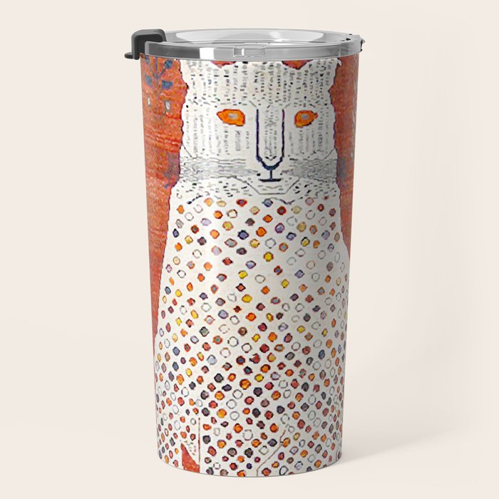 Q'ashqai Snow Leopard Persian Animal Rug Print Travel Mug Gallery Image 3