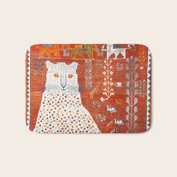 Q'ashqai Snow Leopard Persian Animal Rug Print Bath Mat Gallery Image 1