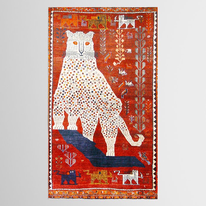 Q'ashqai Snow Leopard Persian Animal Rug Print Tablecloth Gallery Image 2