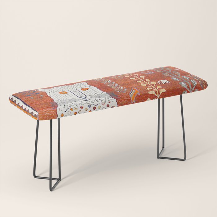 Q'ashqai Snow Leopard Persian Animal Rug Print Bench Gallery Image 1