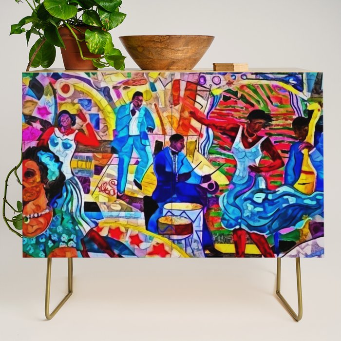 African-American 'The Spirit of Harlem' Historical Mural Portrait Credenza Gallery Image 1