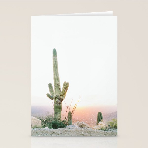 saguaro print, cactus print, botanical print, desert print, desert art, cactus wall art, arizona Stationery Card Gallery Image 1