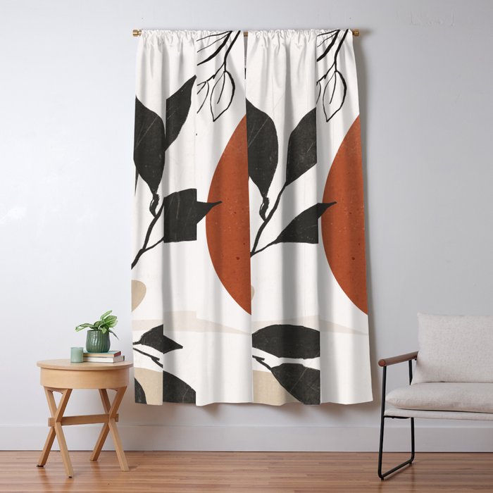 Abstract Shapes and Leaves 2 Window Curtain Gallery Image 5