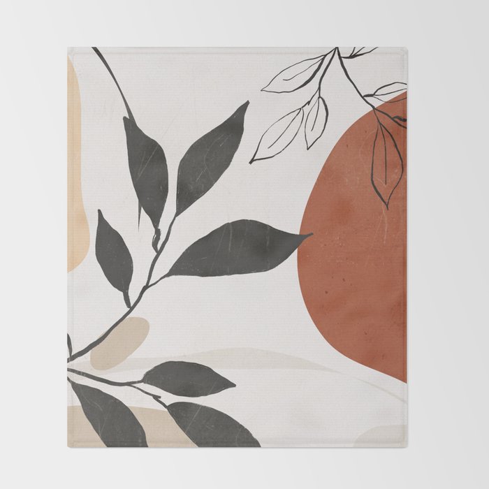 Abstract Shapes and Leaves 2 Throw Blanket Gallery Image 2