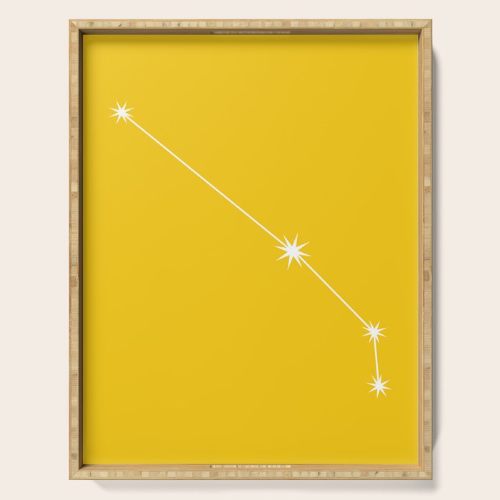 Aries Zodiac Star Constellation Line Art Bright Yellow Serving Tray Gallery Image 1