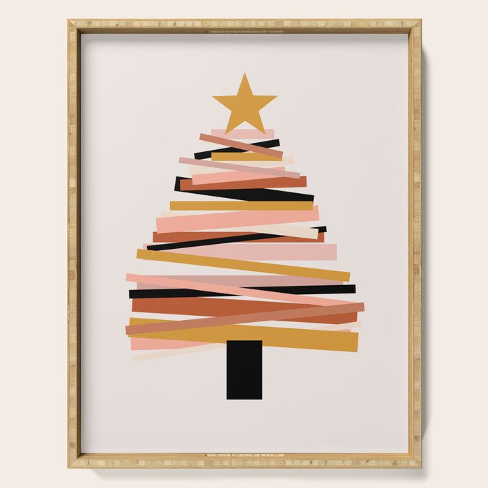Ribbon Christmas Tree - neutrals Serving Tray Gallery Image 1