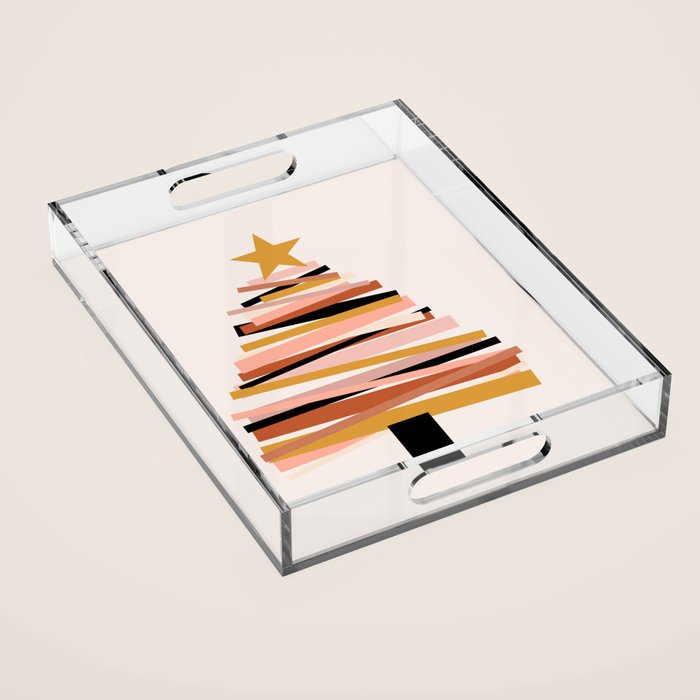 Ribbon Christmas Tree - neutrals Acrylic Tray Gallery Image 1