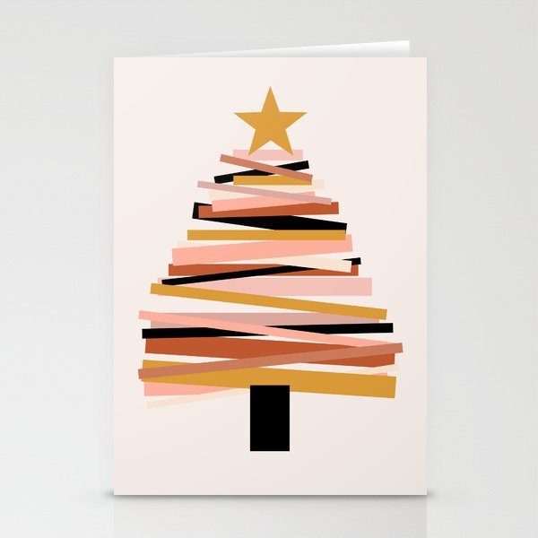Ribbon Christmas Tree - neutrals Stationery Card Gallery Image 2