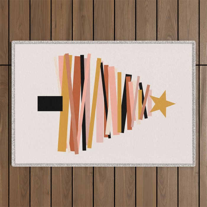 Ribbon Christmas Tree - neutrals Outdoor Rug Gallery Image 1