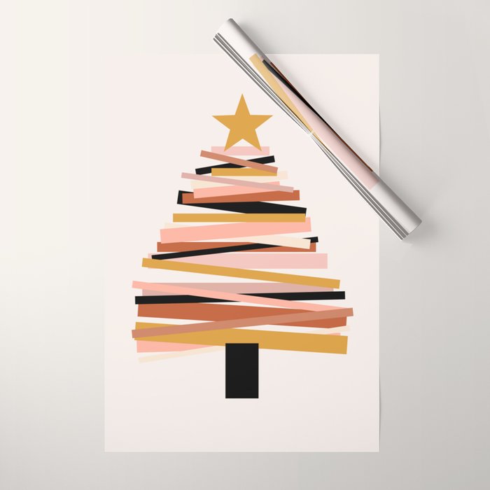 Ribbon Christmas Tree - neutrals Wrapping Paper Gallery Image 1