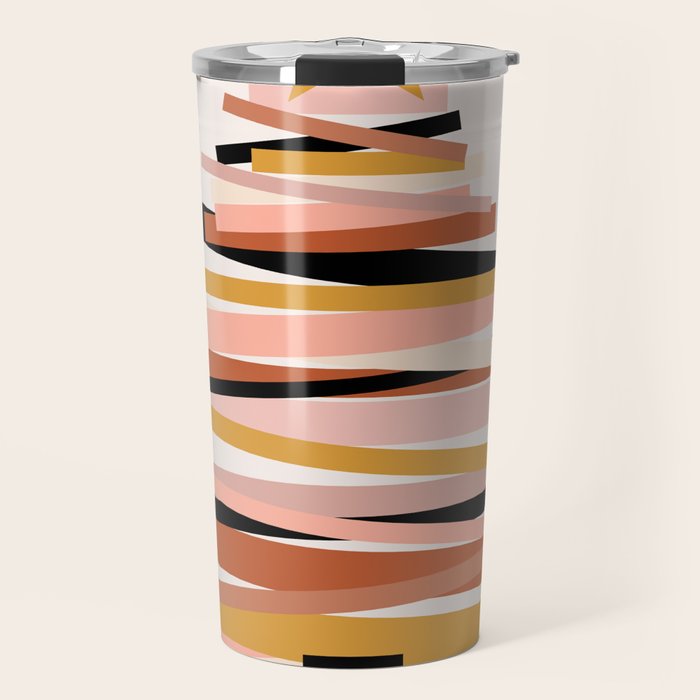 Ribbon Christmas Tree - neutrals Travel Mug Gallery Image 1