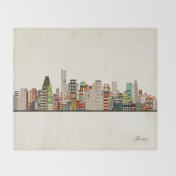 boston city skyline Throw Blanket Gallery Image 2