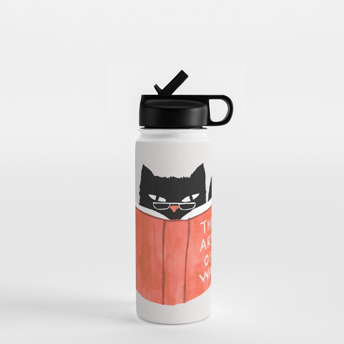 Cat reading book Water Bottle Gallery Image 1