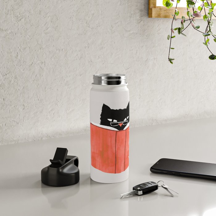 Cat reading book Water Bottle Gallery Image 5