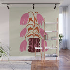 Pink dropping flower pottery   Wall Mural Gallery Image 1