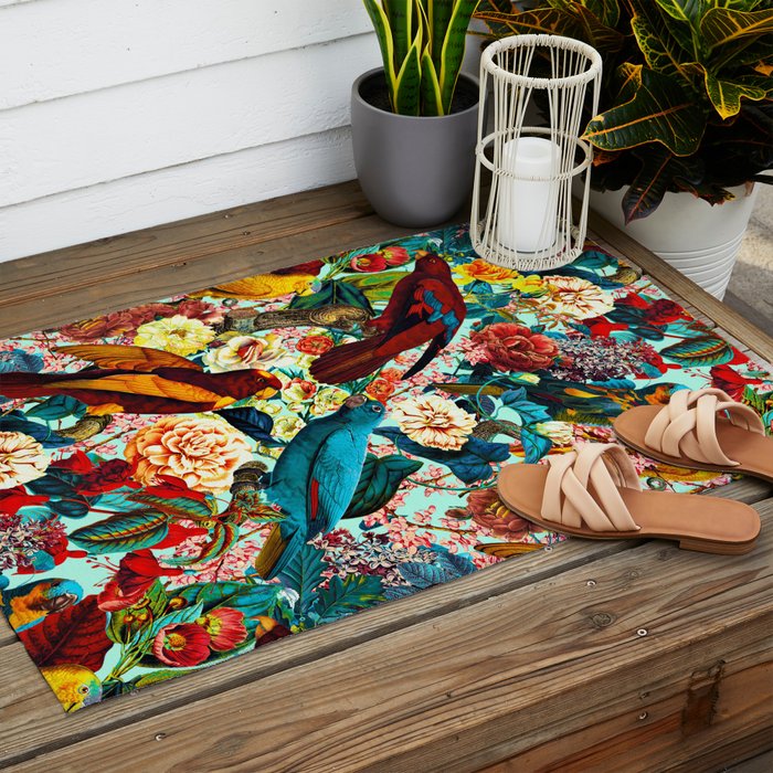 FLORAL AND BIRDS XV Outdoor Rug Gallery Image 2