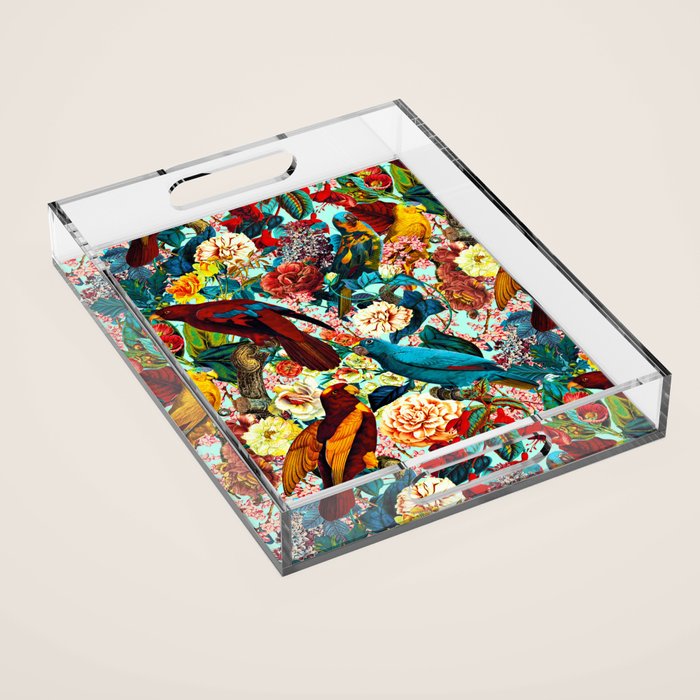 FLORAL AND BIRDS XV Acrylic Tray Gallery Image 1