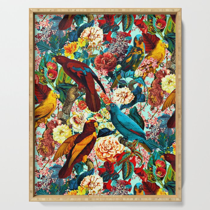FLORAL AND BIRDS XV Serving Tray Gallery Image 1