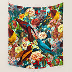 FLORAL AND BIRDS XV Wall Tapestry Gallery Image 4