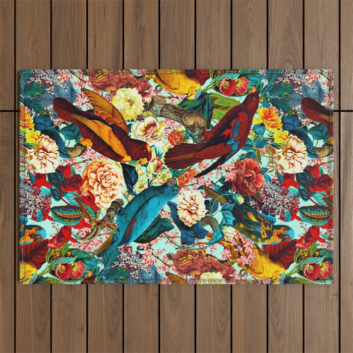 FLORAL AND BIRDS XV Outdoor Rug Gallery Image 1