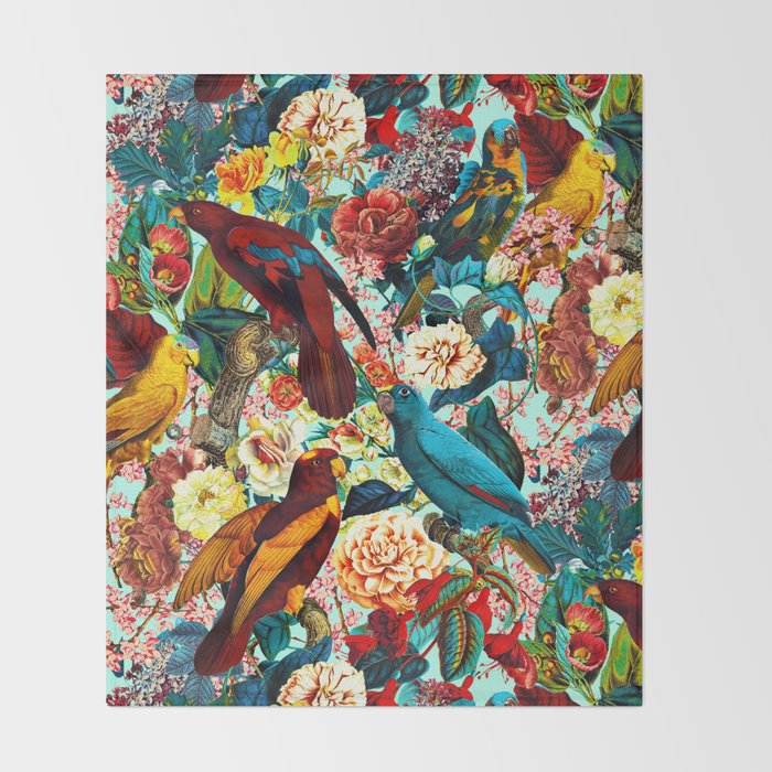 FLORAL AND BIRDS XV Throw Blanket Gallery Image 2