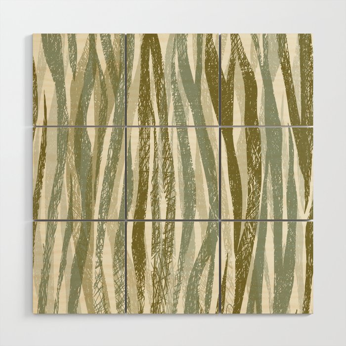 Wildlife Safari animal print green Wood Wall Art Gallery Image 1