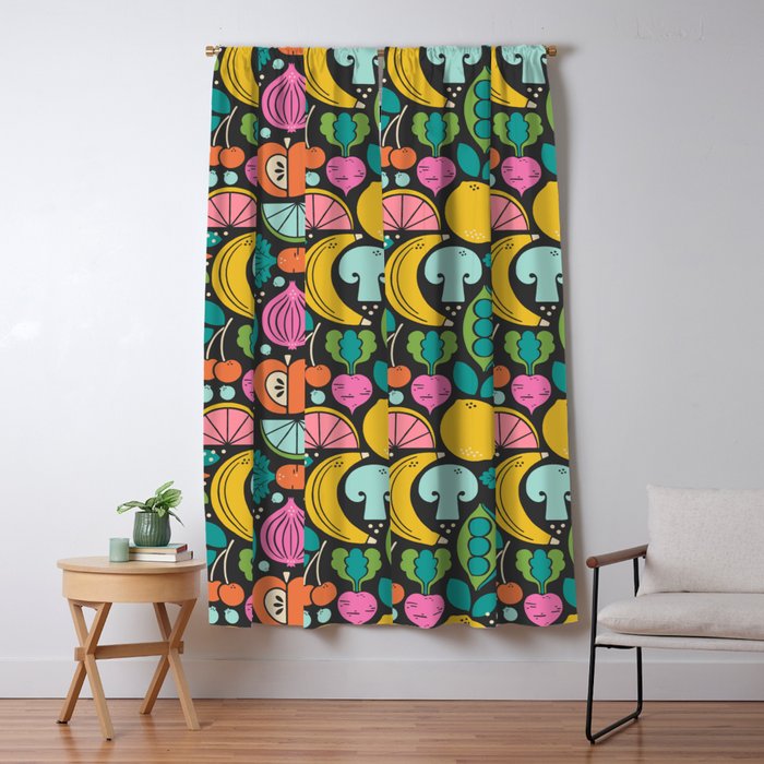 Fruit and Veggies 2025 Calendar - Muli-color on black Window Curtain Gallery Image 5