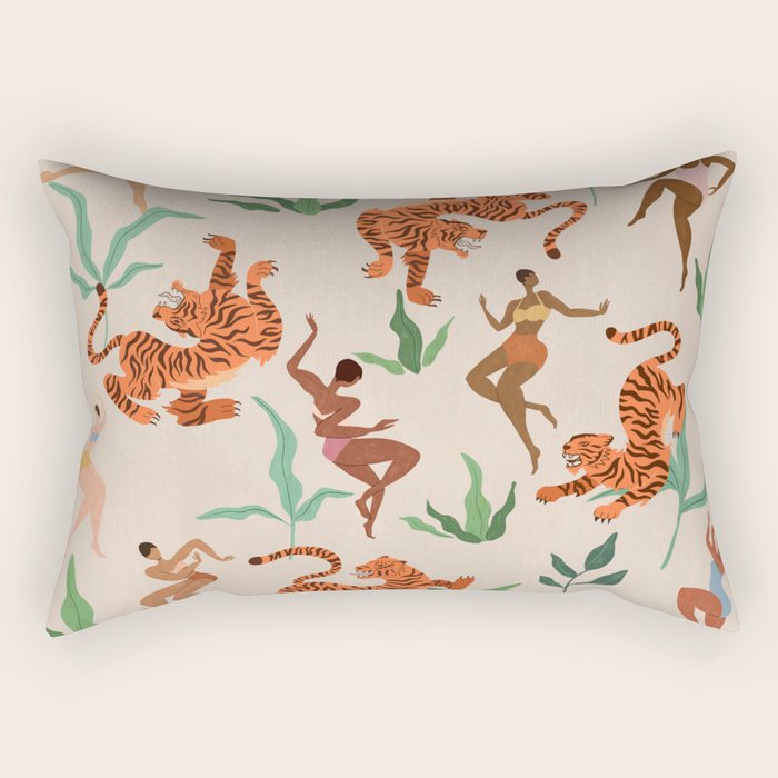 Dancing with Tigers Rectangular Pillow Gallery Image 1