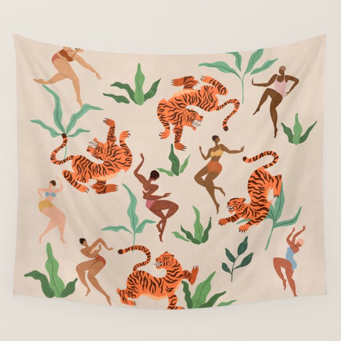 Dancing with Tigers Wall Tapestry Gallery Image 4