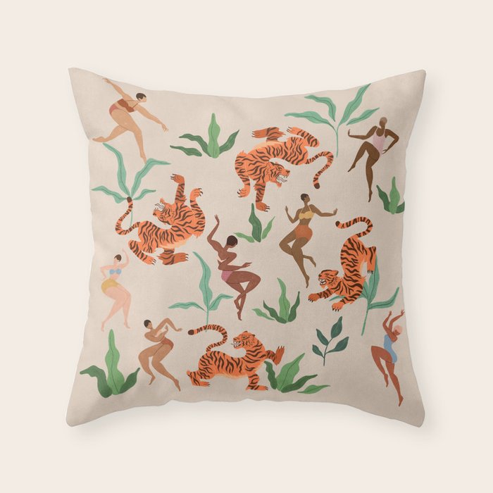 Dancing with Tigers Throw Pillow Gallery Image 6