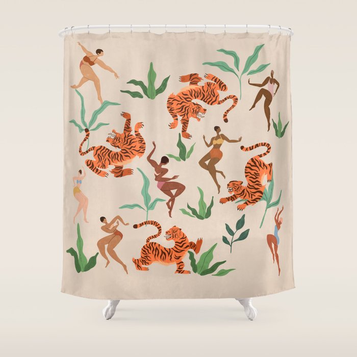 Dancing with Tigers Shower Curtain Gallery Image 1