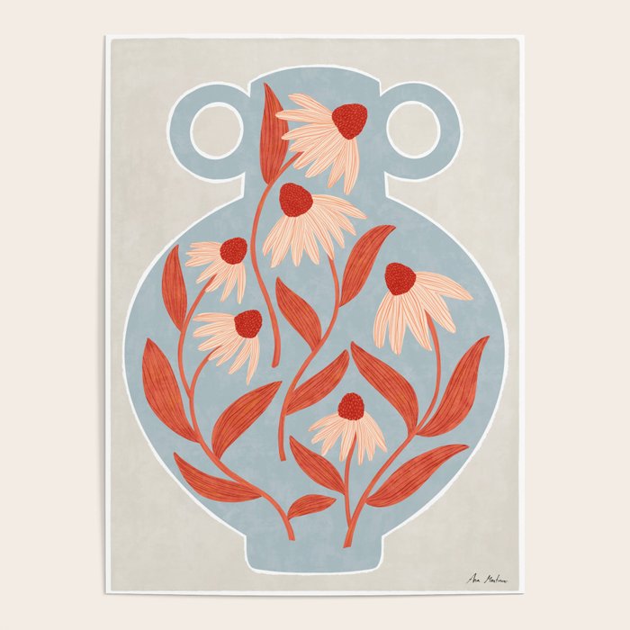 Blue Vase of Daisies Poster Gallery Image 4