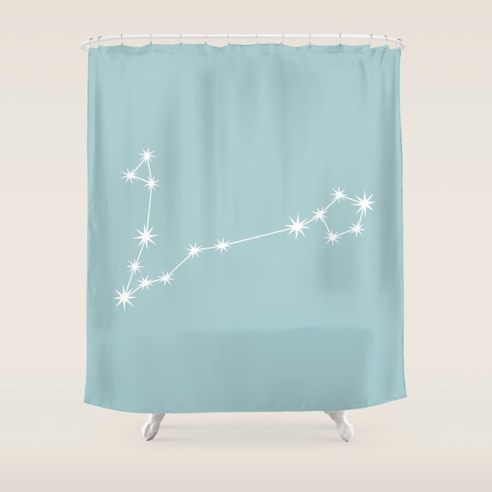 Pisces Zodiac Star Constellation Line Art Pastel Teal Shower Curtain Gallery Image 1