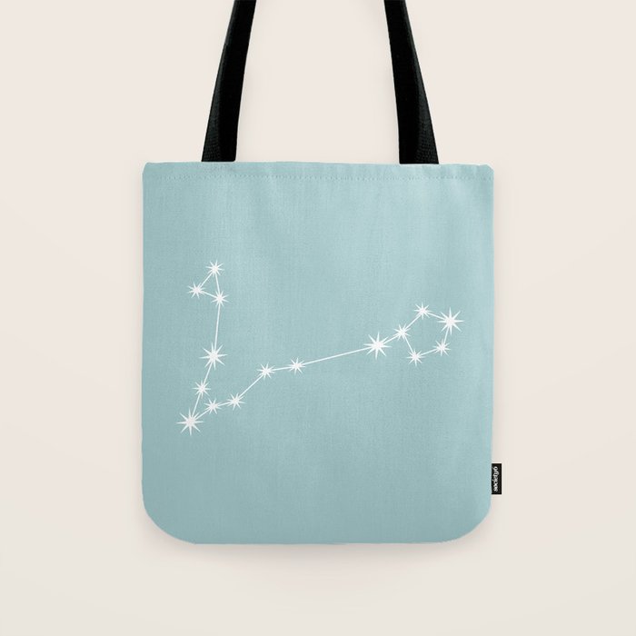Pisces Zodiac Star Constellation Line Art Pastel Teal Tote Bag Gallery Image 1