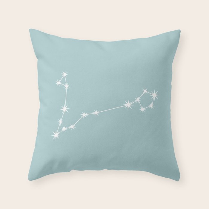 Pisces Zodiac Star Constellation Line Art Pastel Teal Throw Pillow Gallery Image 1
