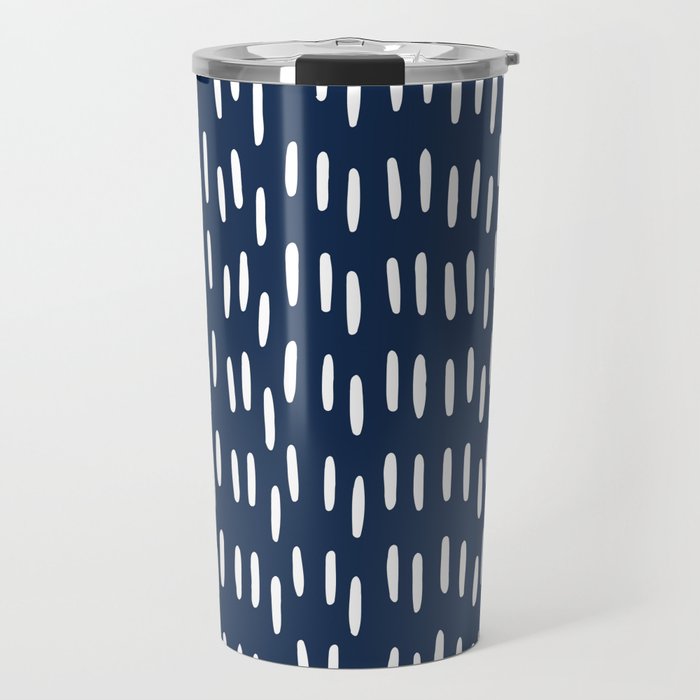 Boho Raindrops in Navy Blue Travel Mug Gallery Image 1