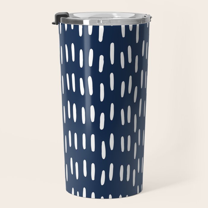 Boho Raindrops in Navy Blue Travel Mug Gallery Image 3