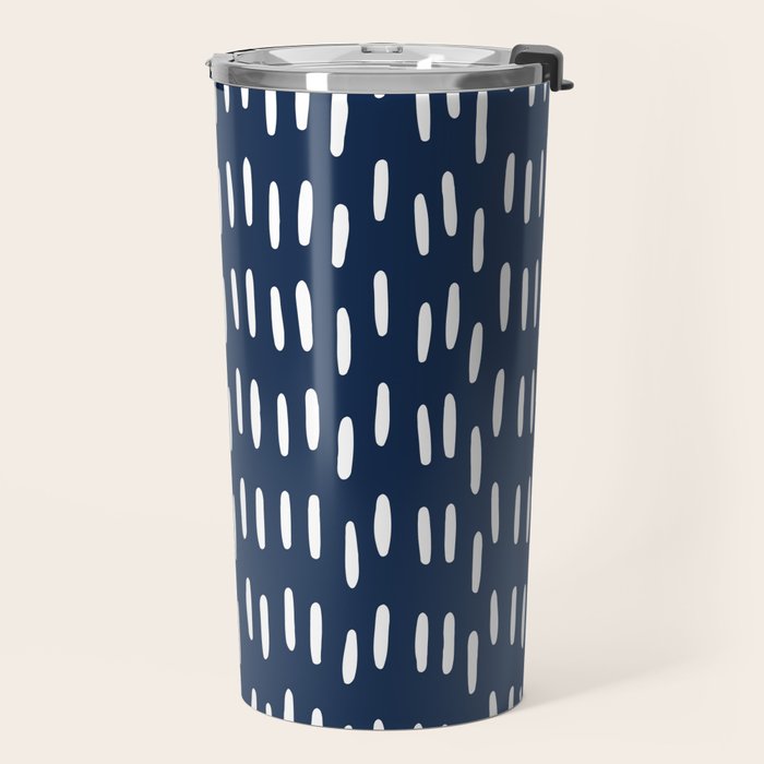 Boho Raindrops in Navy Blue Travel Mug Gallery Image 2
