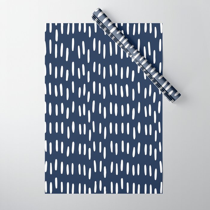 Boho Raindrops in Navy Blue Wrapping Paper Gallery Image 1