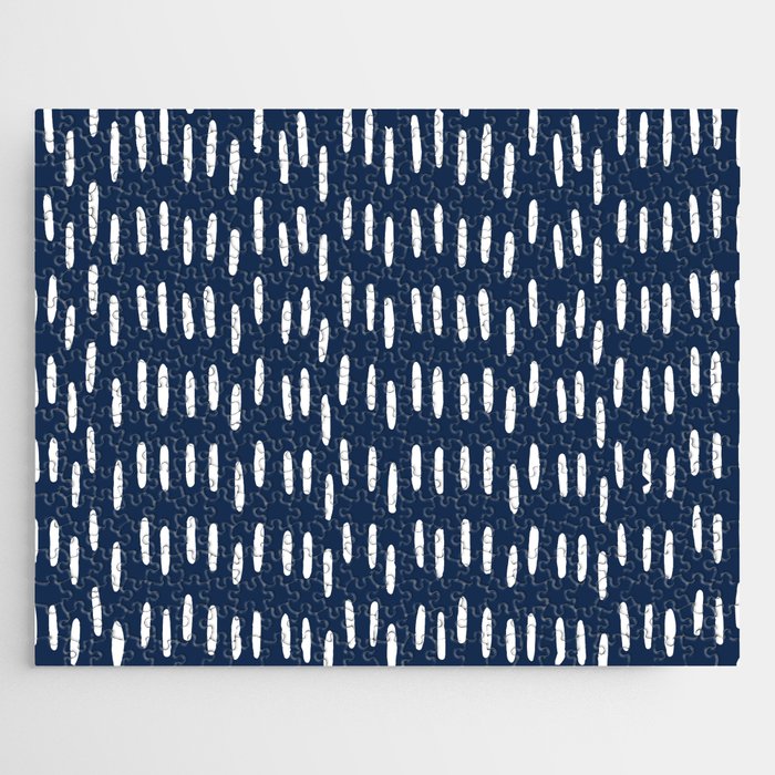 Boho Raindrops in Navy Blue Jigsaw Puzzle Gallery Image 1