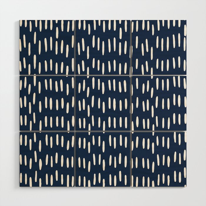 Boho Raindrops in Navy Blue Wood Wall Art Gallery Image 1