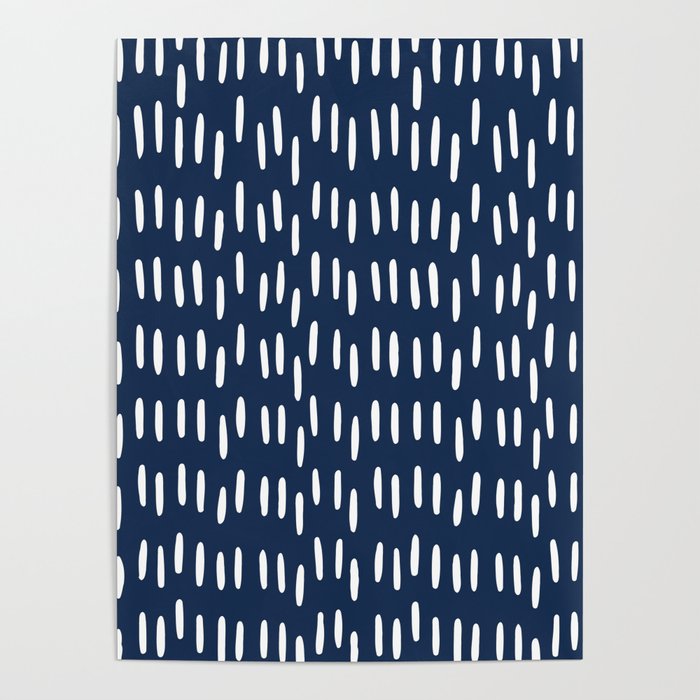 Boho Raindrops in Navy Blue Poster Gallery Image 4