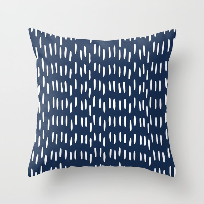 Boho Raindrops in Navy Blue Throw Pillow Gallery Image 1