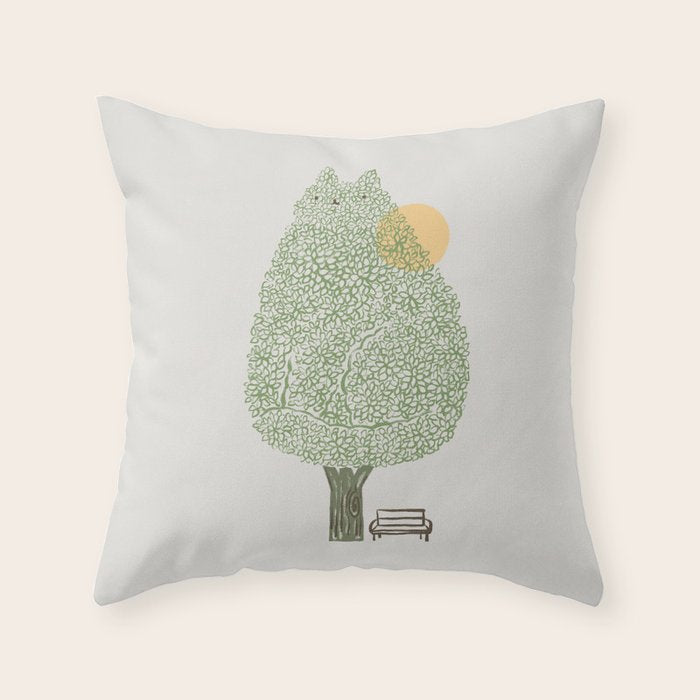 Cat and Plant 61: Cat Tree Throw Pillow Gallery Image 1
