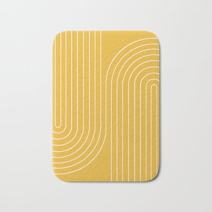Minimal Line Curvature VIII Golden Yellow Mid Century Modern Arch Abstract Bath Mat Gallery Image 1